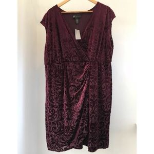 NWT Lane Bryant Maroon Dress Velvet Size 18/20